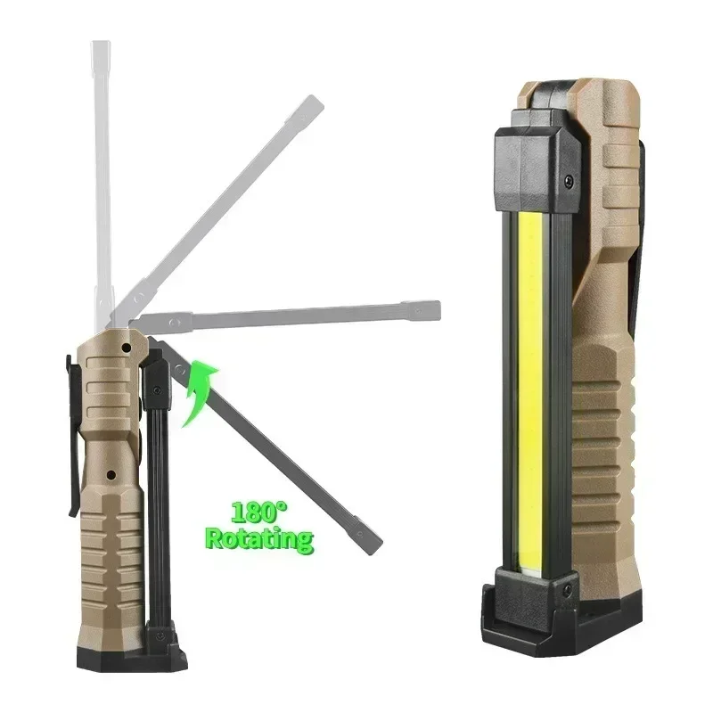 COB LED Work Light Dimmable USB Rechargeable LED Flashlight Inspection Lamp With Magnetic Hook Power Bank 18650 Battery Torch