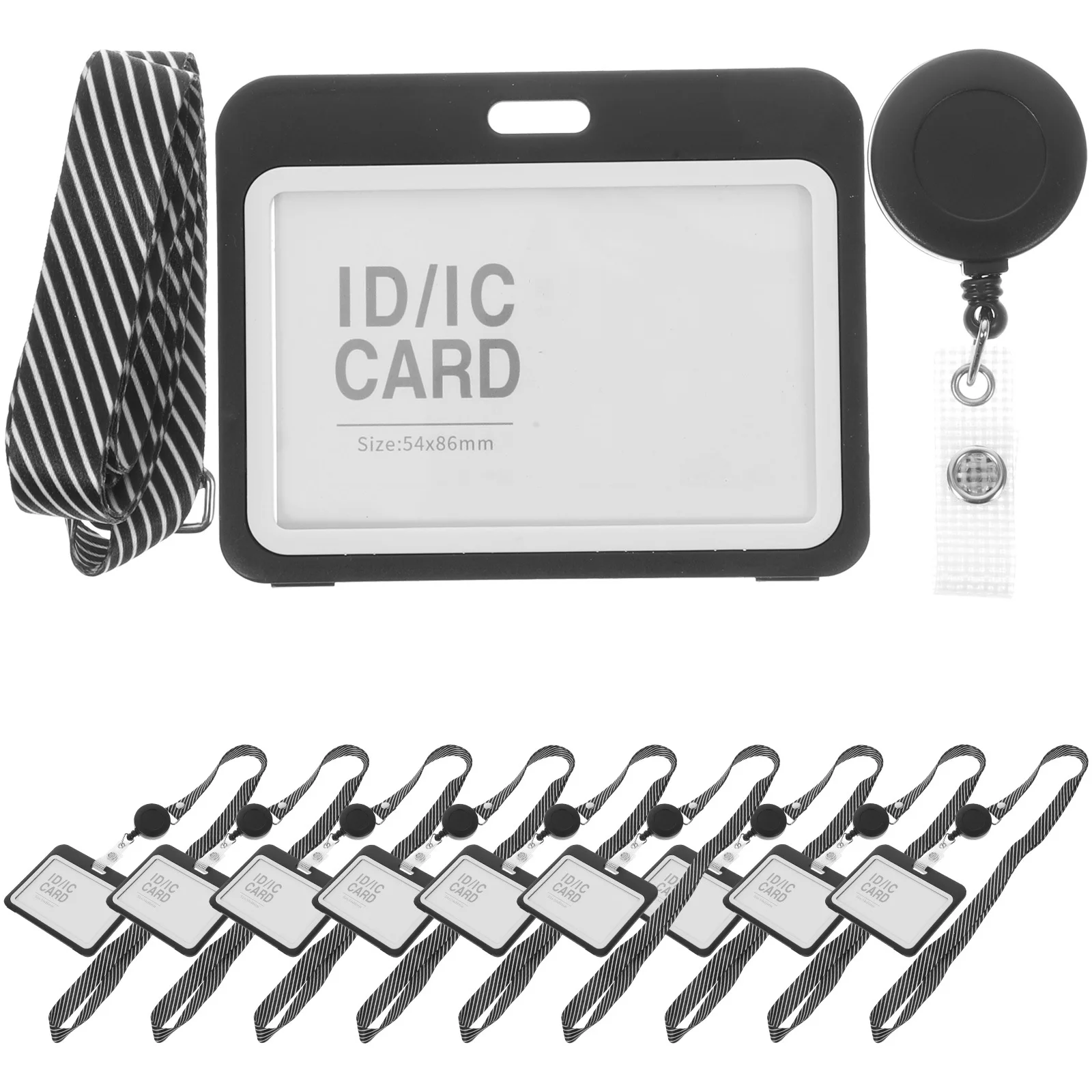 10 مجموعة حامل شارة الهوية أكمام بطاقات شفافة لعلامات اسم العمل أغطية حماية شارة واضحة كم الحبل استخدام بطاقات #5