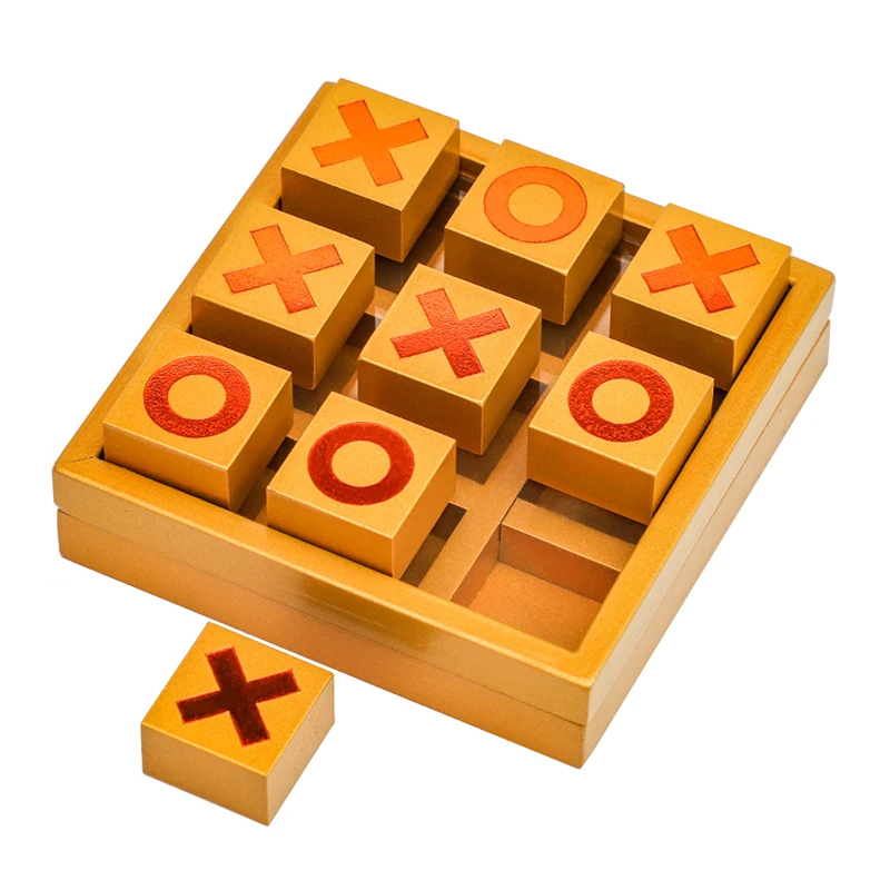 독특한 선물 클래식 XOXO Tic Tac Toe 나무 보드 게임, 어린이 및 성인용 두뇌 티저, 가족 즐거운 여행 파티에 이상적