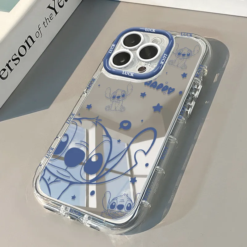 Funda de Teléfono con Diseño de Stitch de Disney, con Espejo, para iPhone 17 16 15 14 13 12 11 Pro Max X Xs XR 7 8 Plus SE, Suave y Resistente a Impactos