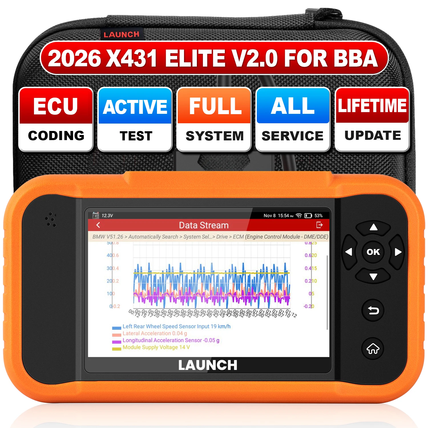 LAUNCH X431 Creader ELITE 2.0 BBA FGC Outils de diagnostic automobile Scanner OBD OBD2 pour tous les systèmes Codage ECU Test actif Mise à jour gratuite