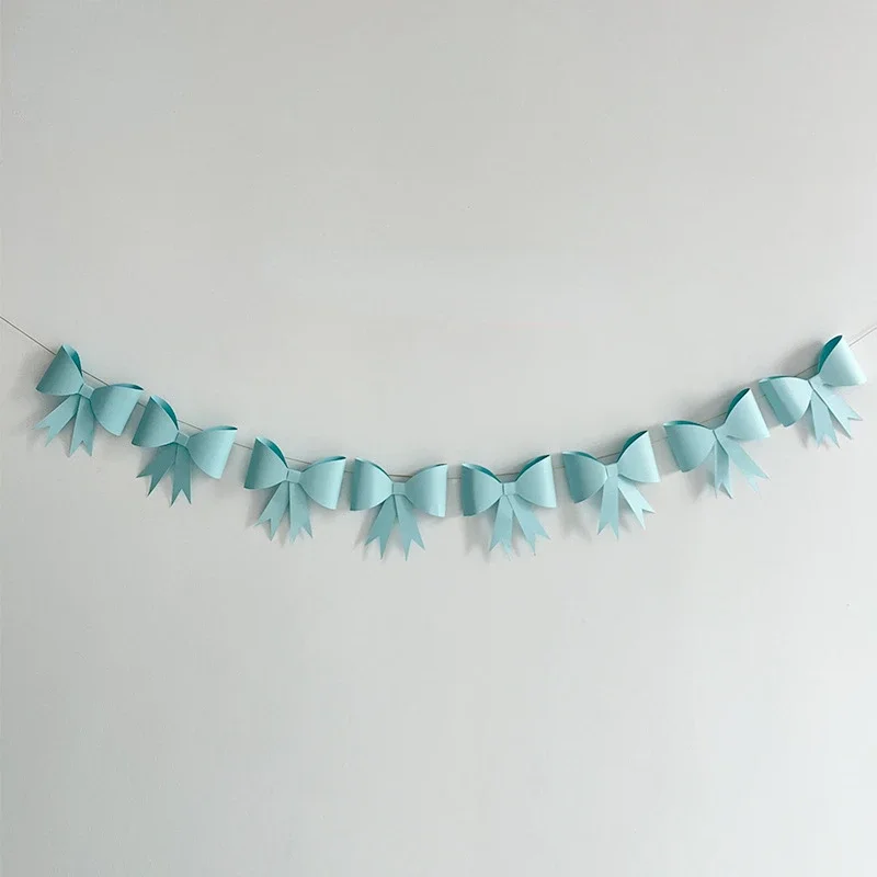 INS Bowknot Garland Flags Princess Girls Baby Room Wall Hanging Decoration Pennant Nursery Decor Party Banner Photo Props