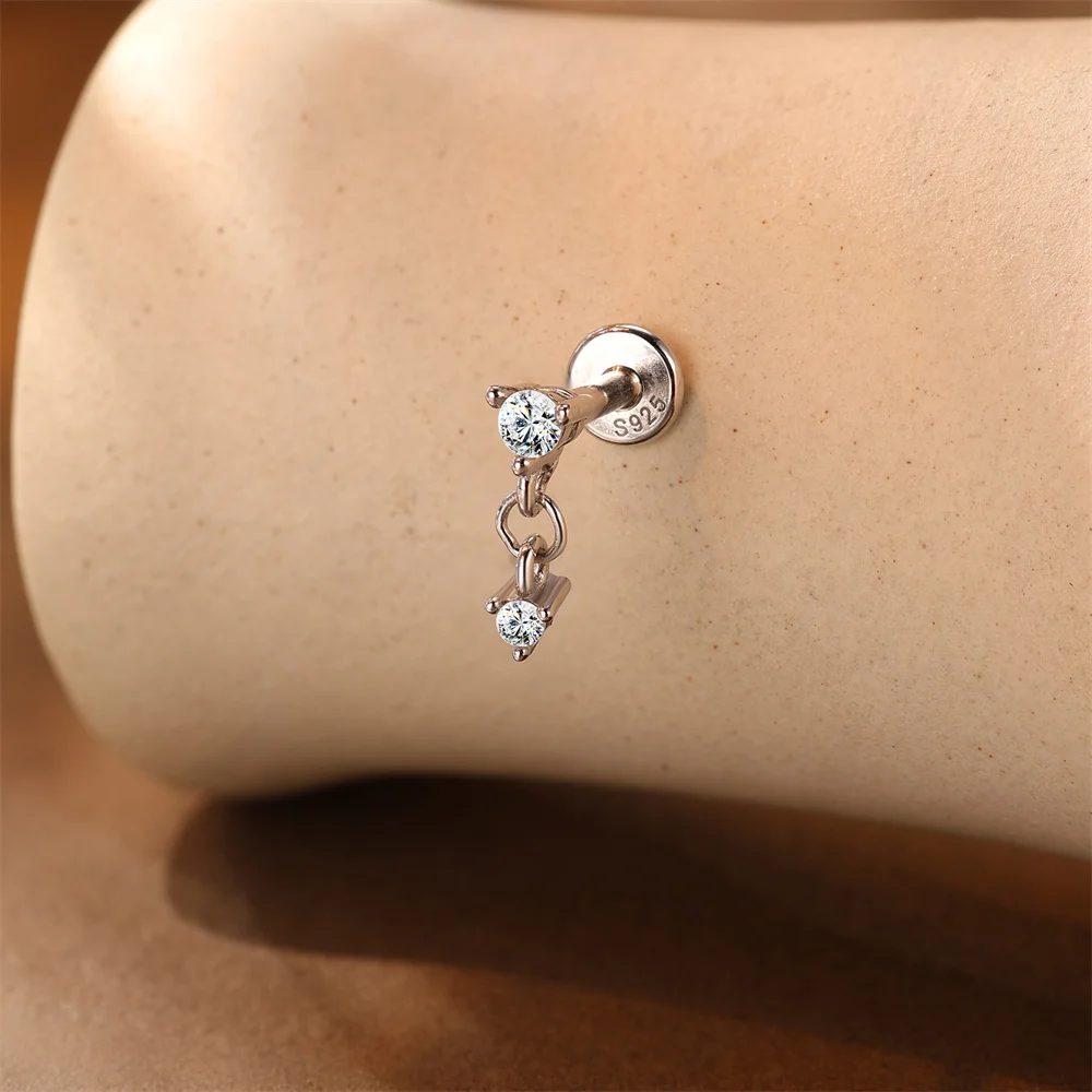 AIDE 925 Sterling Silber 1 STÜCK Mini Moissanit Vier-Klauen Schraube Ohrstecker Casual Design DIY INS Ohrstecker für Dame Schmuck – Detail 37