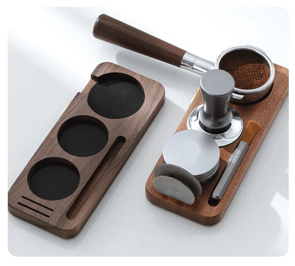 Kaffee-Tamper-Matte, Station, Ständer, Siebträgerhalter, Stützgestell, Walnussholz, für 51 mm, 54 mm, 58 mm, Espresso-Zubehör, Barista – Detail 7