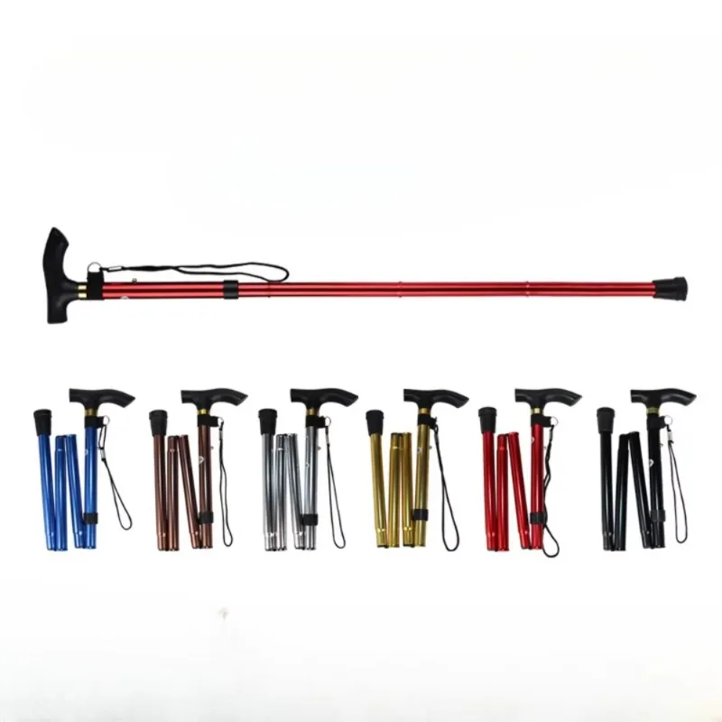 Foldable Portable Walking Cane Multi-Function Extendable Lightweight Aluminum Alloy Cane for Elderly and Hiking Hiking Stick