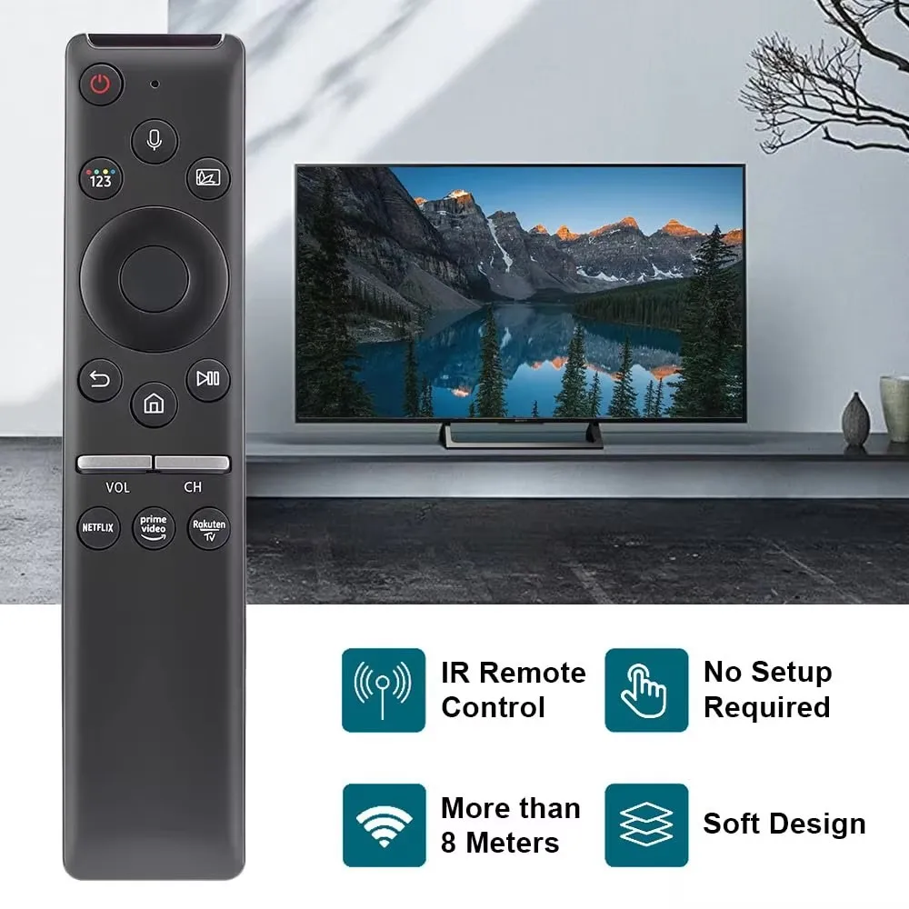 جهاز تحكم عن بعد صوتي للمنزل الذكي لتلفزيون سامسونج الذكي LED QLED 4K 8K UHD HDR مع Netflix، Prime Video، زر تلفزيون Rakuten