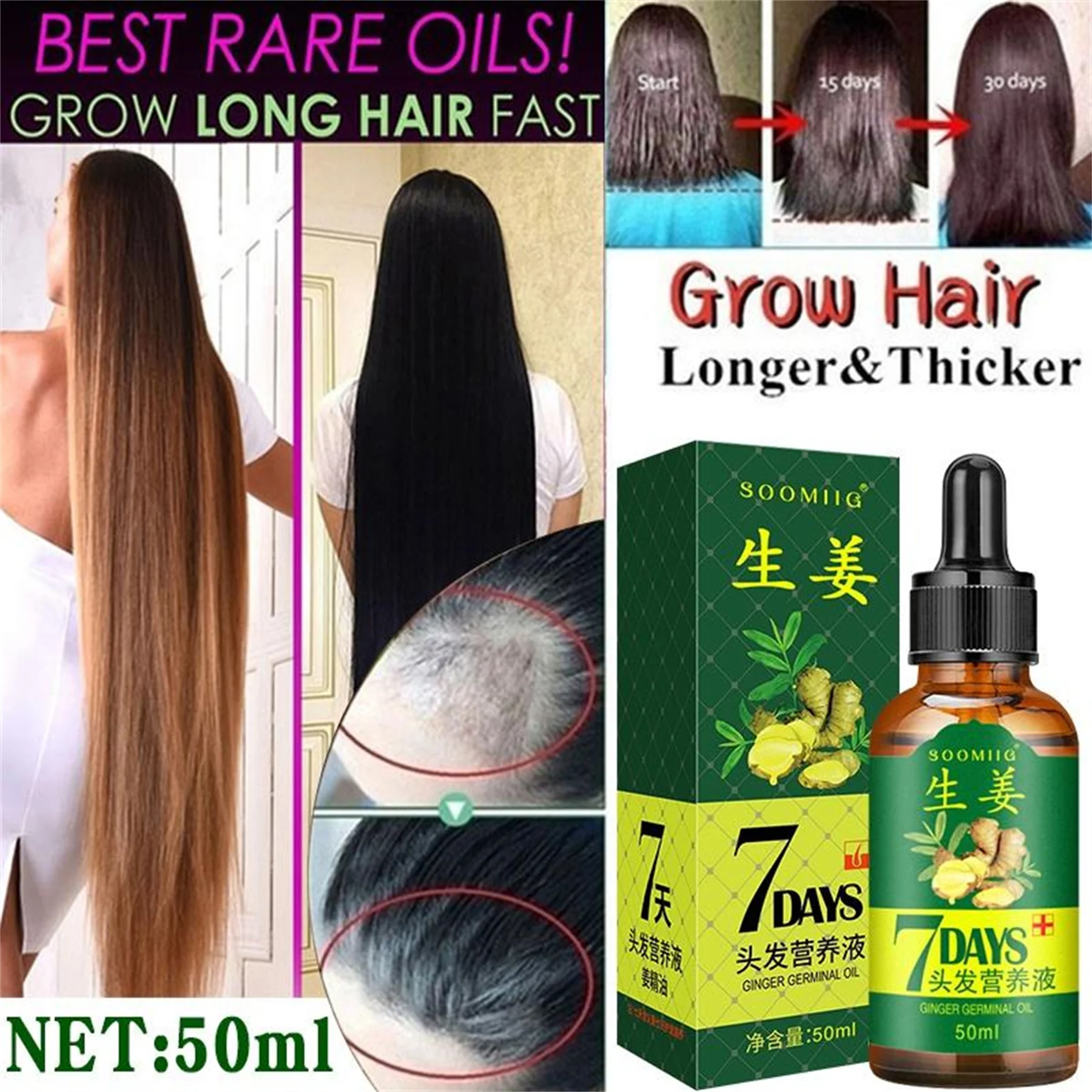 Ginger Hair Growth Spray Serum For Anti Hair Loss Essential Oil Products Fast Treatment Prevent Hair Thinning Dry Frizzy Repair