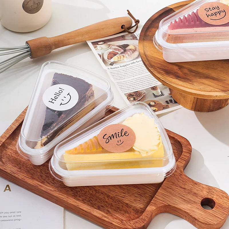 Triangle Cake Cut Mousse Packaging Box Cut Corner Thousand Layer Transparent Pastry Baking Packaging Boxes Food-grade Material
