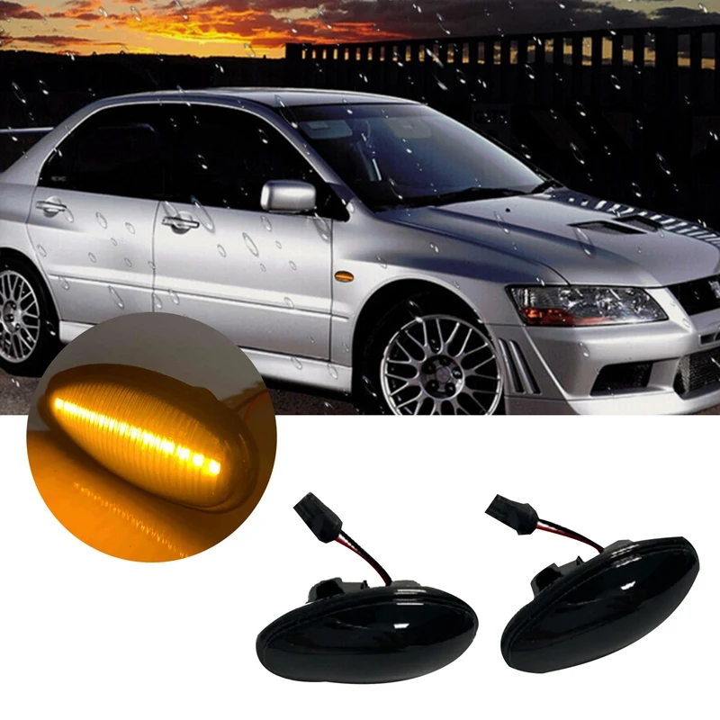 Car LED Front Side Marker Lights Turn Signal Blinker Light Accessories For Mitsubishi Lancer Mk7 Galant Pajero MR522027 Black