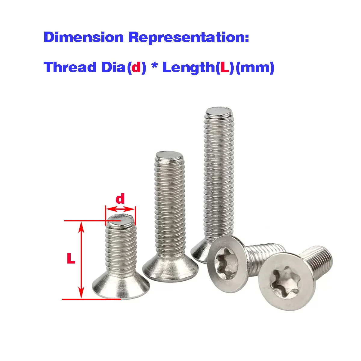 304 Stainless Steel Screw Countersunk Head/Flat Head Torx Screw/Anti-Theft Bolt Anti-Removal Screw M3M4M5M6