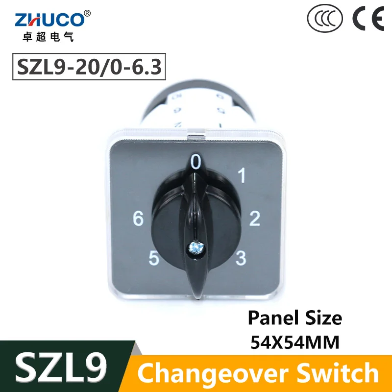 

ZHUCO SZL9-20/0-6.3 20A 7 Positions 12 Terminals GLE-9 Selector Rotary Cam Switch Used For Welder And Ultrasonic Applications