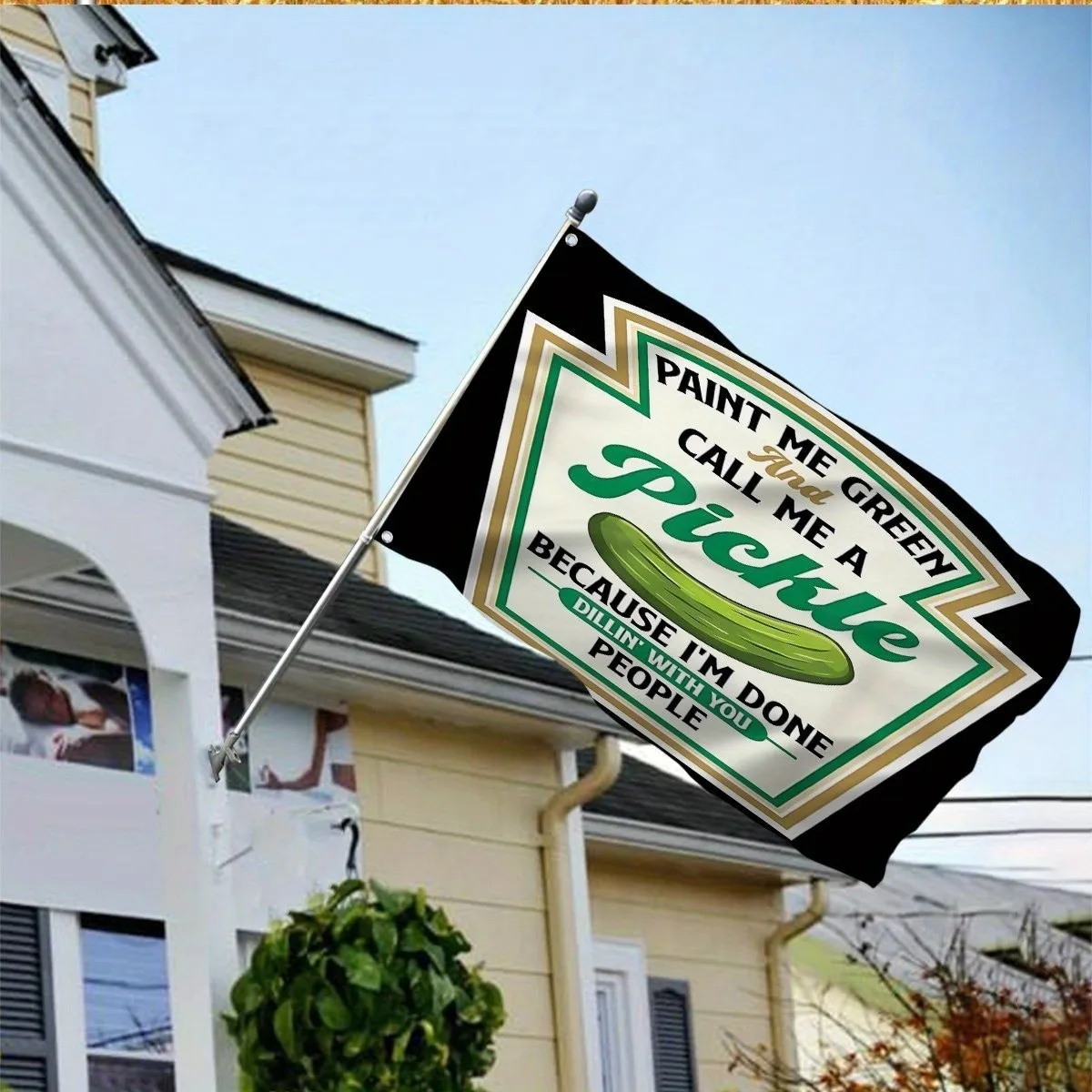 Pickle Lover Flag Funny Quote Outdoor Garden Yard Decorative Banner Single Sided Print