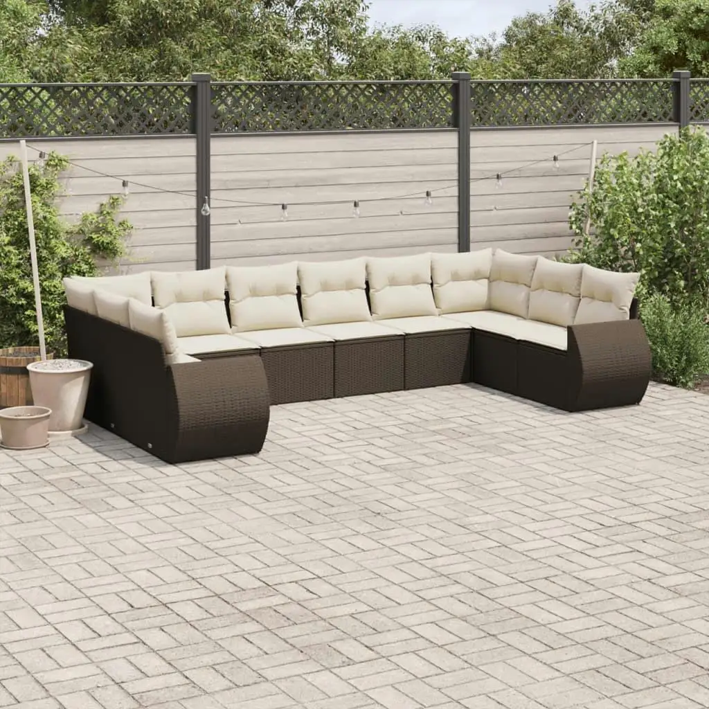 

Comfortable Brown PE Rattan Garden Sofa Set with Durable Powder Coated Steel Frame and Weather Resistant Polyester Cushions