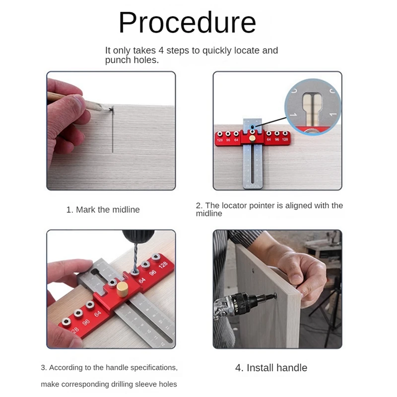 Adjustable Cabinet Hardware Doweling Jig Precise Woodworking Drill Guide For Drawer Cabinet