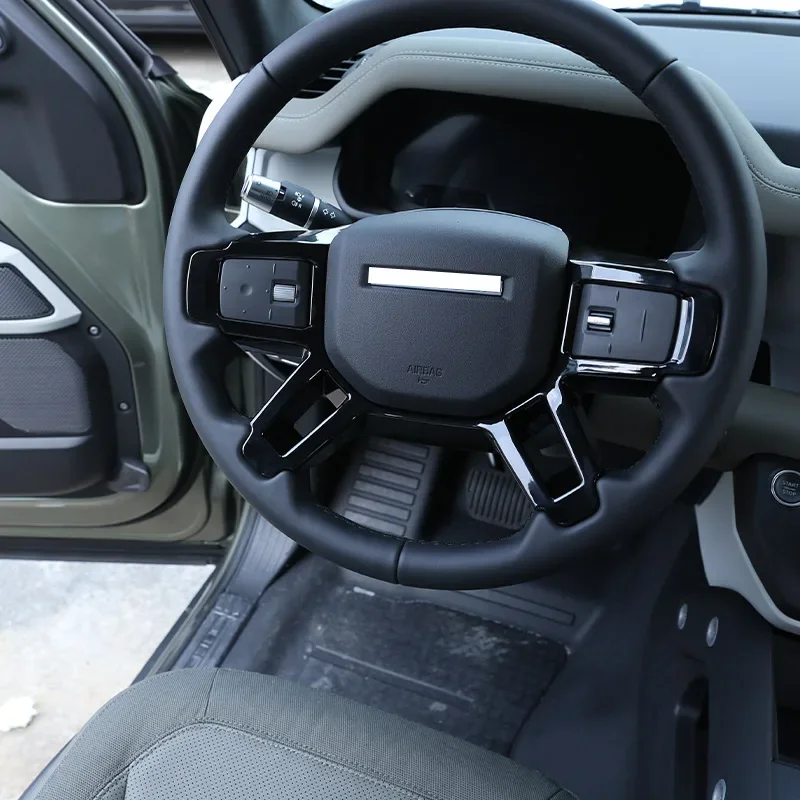 

Black For Land Rover Defender 90 110 2020-2024 ABS Carbon Fiber Interior Car Steering Wheel Decorative Sticker Car Accessory