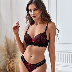 Sexy Lace Underwear For Women Push Up Bra and Panty Set Hollow Out Intimate Adjustable Brassiere Briefs