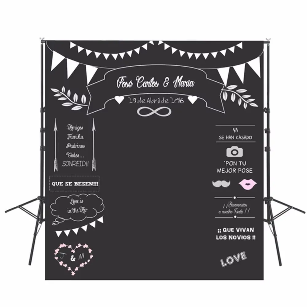 Cymbozin Customized Wedding Party Photo Booth Backdrop Cloth Personalized Texts Photography Studio Background Back Drop