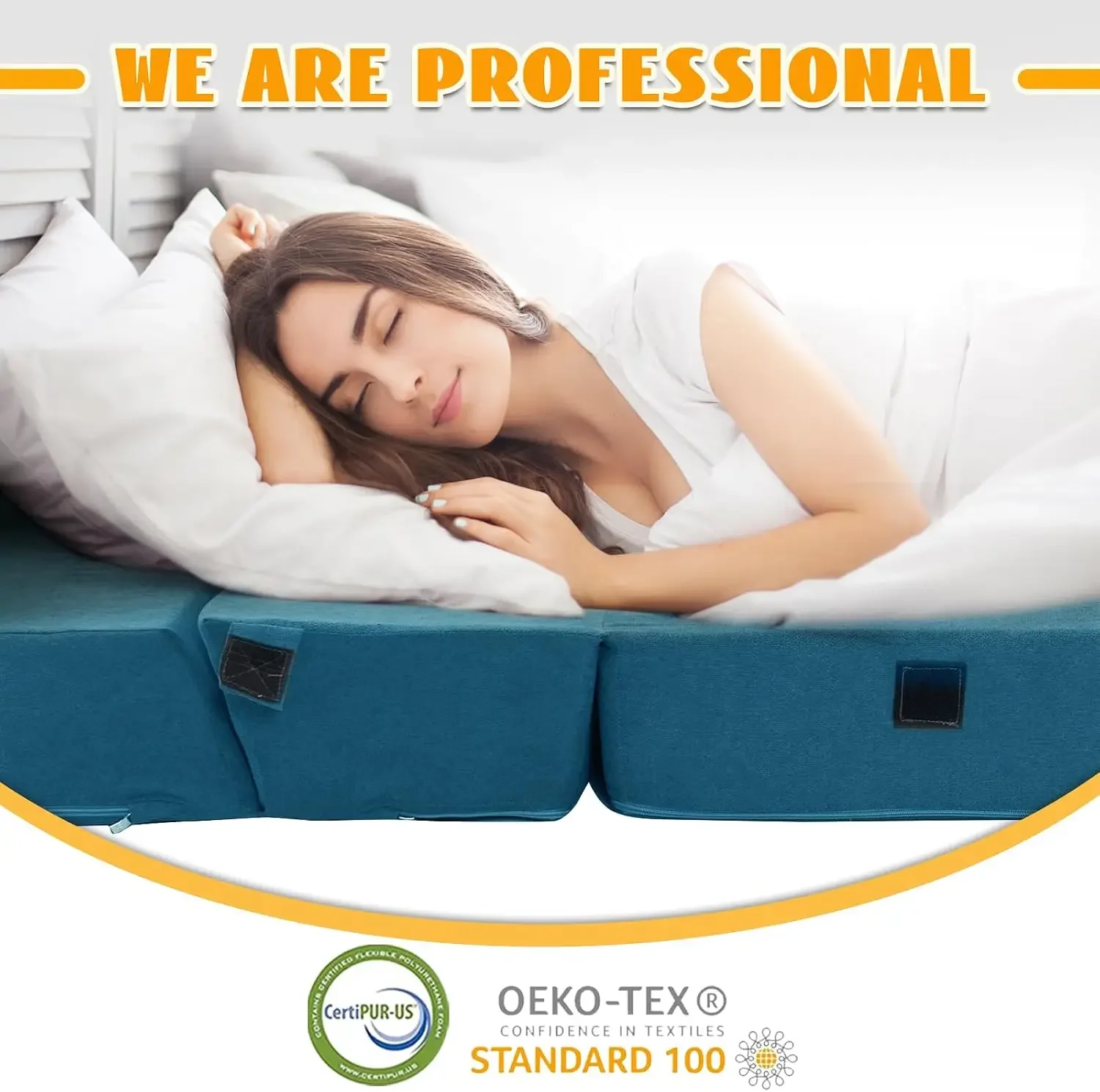 Foldable Sofa Bed, Convertible Sleeper Lounge Chair Floor Mattress Floor Couch with Backrest, Fold Out Futon with Washable Miss view 5
