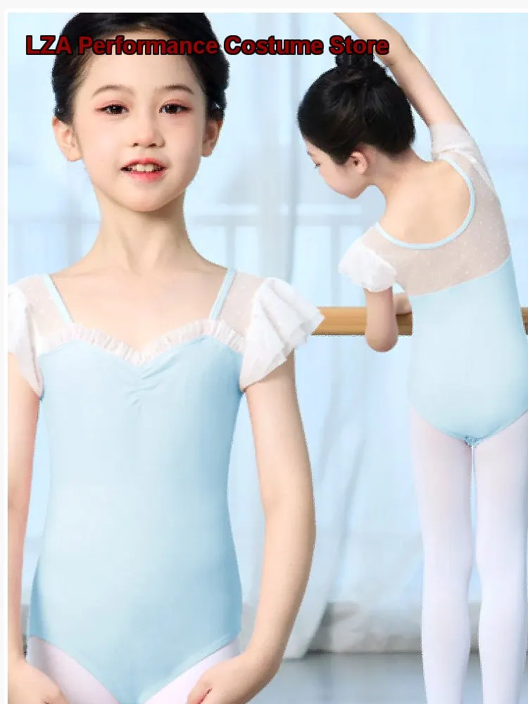 Children's Girls Dance Shorts Practice Short Sleeves Girls Dance Costume Kids Chinese Basic Training Summer