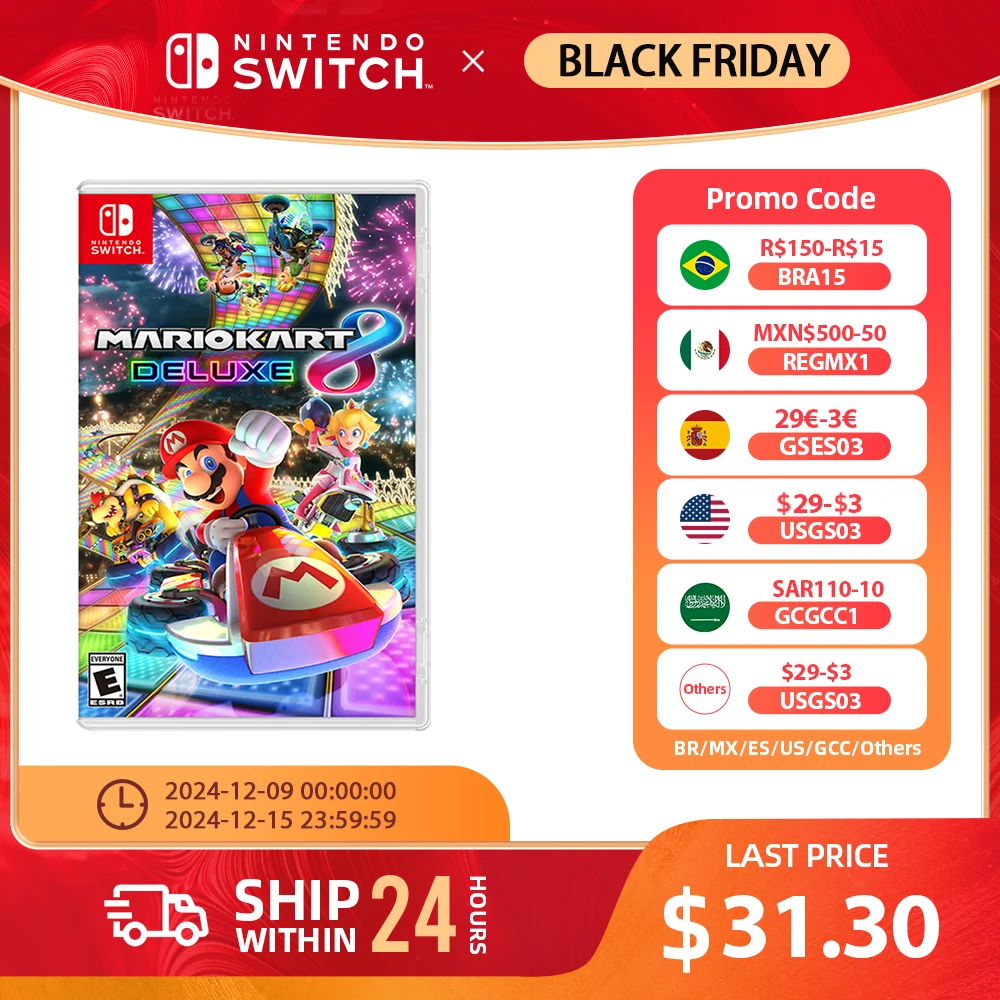 Nintendo Swtich - Mario Kart 8 Deluxe - Standard Edition - Game Deals Games Cartridge Physical Card 