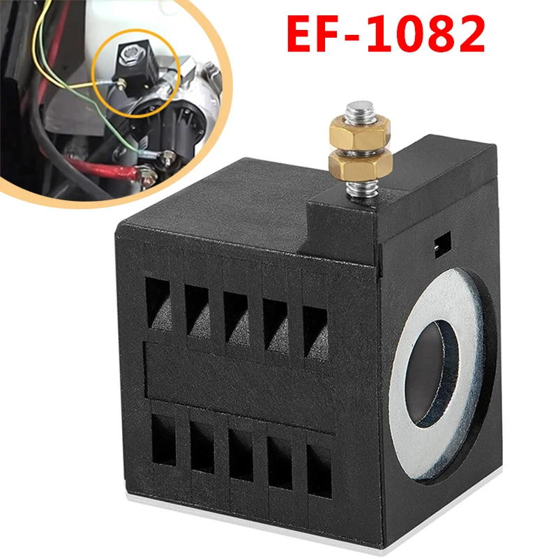 

EF-1082 12V DC соленоидная катушка 16W 8-32 Штекерная шпилька с латунными гайками для гидравлического блока питания подъемник сменный для 10196-61