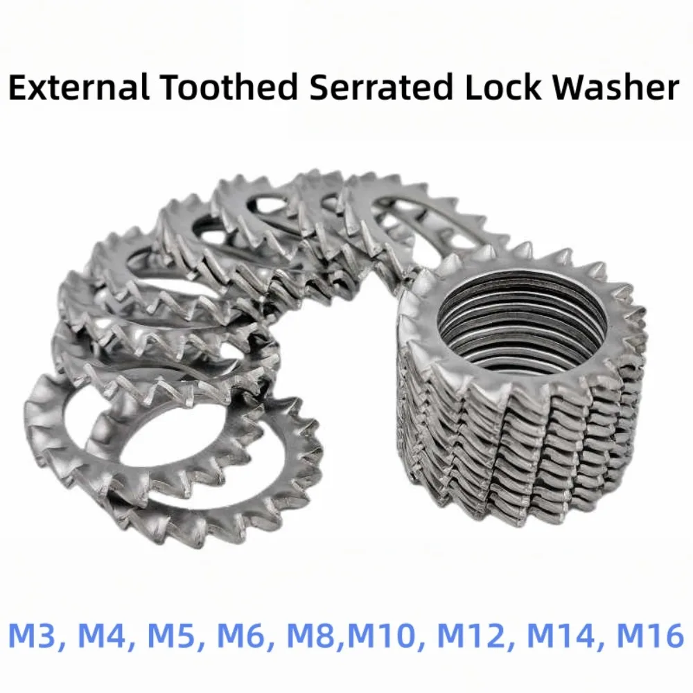 304 Stainless Steel GB862.2 External Serrated Washer DIN6798A External Tooth Anti Vibration Shakeproof Lock Gasket M3 to M20