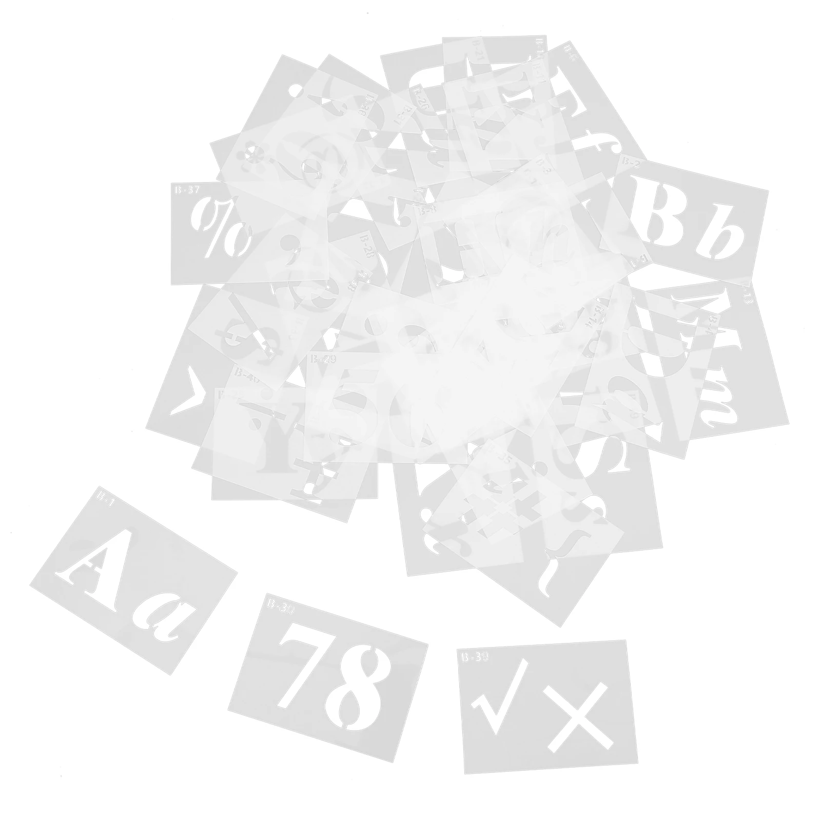 

40pcs Letter Number Templates Hollow Stencils Reusable Pet Material Alphabet Symbols Coloring Crafts Painting Wall Journal