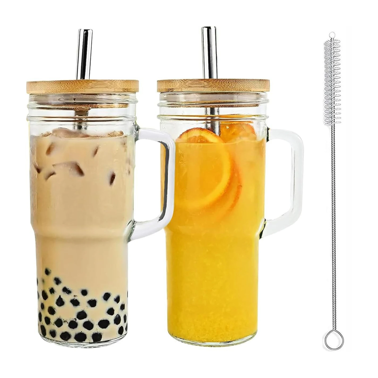 

2pcs Leak-proof Lid Beer Cup Outdoor Activities And Elegant Glass Cup With Lid And Straw Water Glass