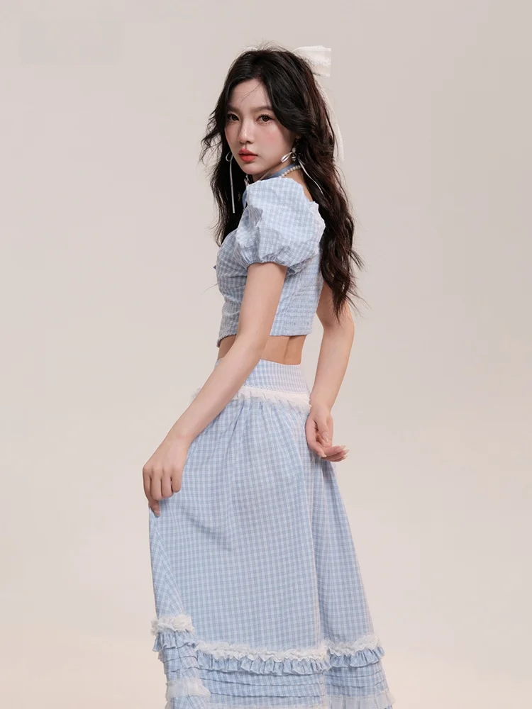 aooraa-design-original-ballet-fille-rose-dentelle-plaid-bulle-sve-long-dr-femmes-up-ensemble-faionable-coton-fermeture-eclair-dr