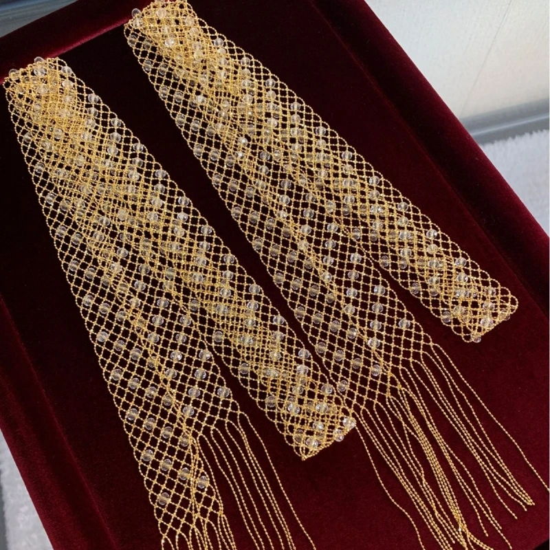 

BELLUX итальянский кристаллический тканый длинный шарф, ожерелье, женское кружево S925, чистое серебро, гальваническое толстое золото, ювелирное изделие, цепочка для свитера