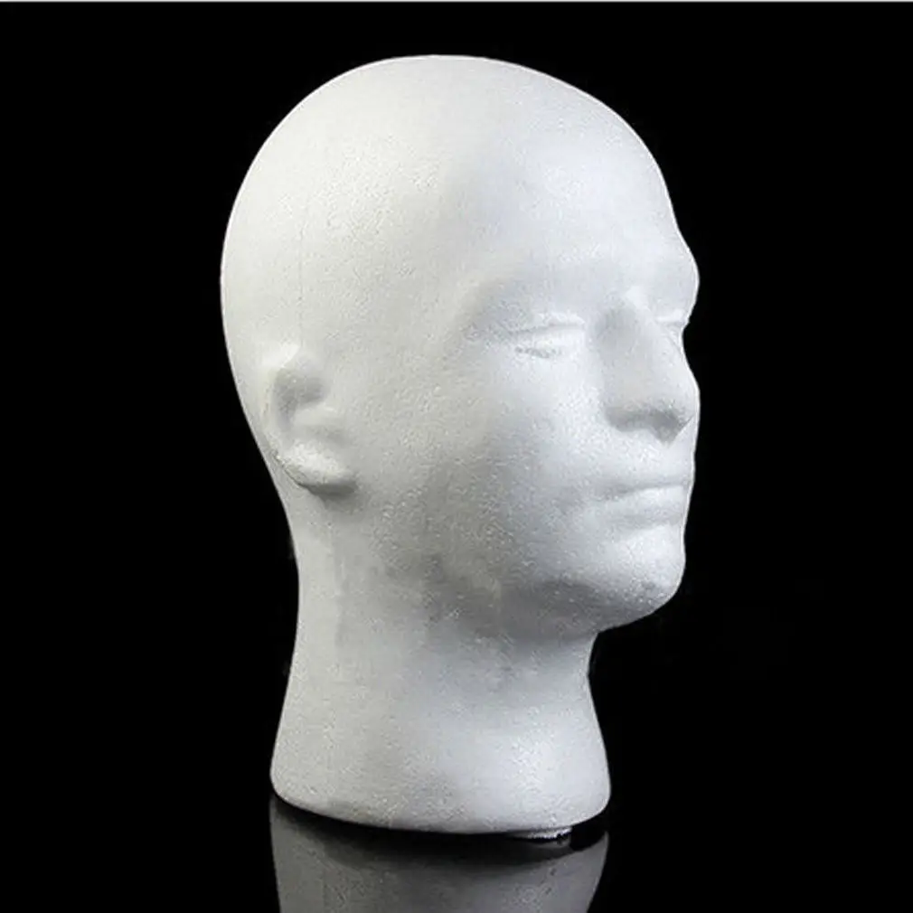 Male Mannequin Head White Polystyrene Styrofoam Foam Head Model Stand Wig Hair Hat Headset Display Stand Rack