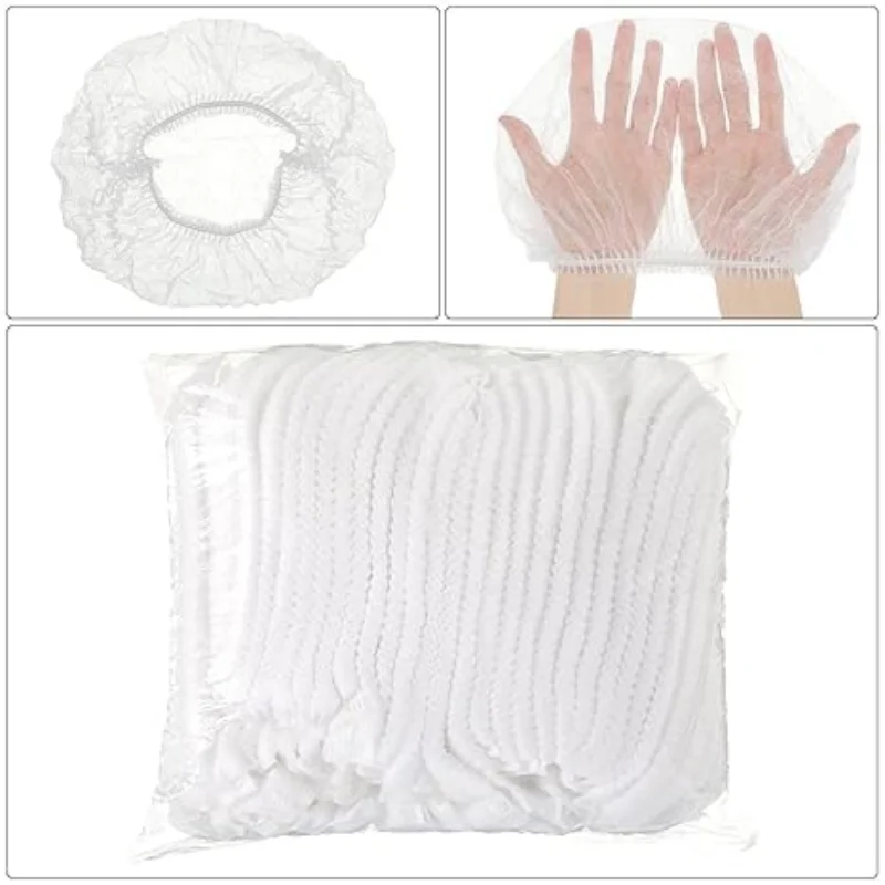 100PCS Haar Kopf Kappen Vlies Bouffant Hut Einweg Kappen Elastische Anti Staub Haarnetz Abdeckungen für Bad Dusche haar Farbstoff Make-Up