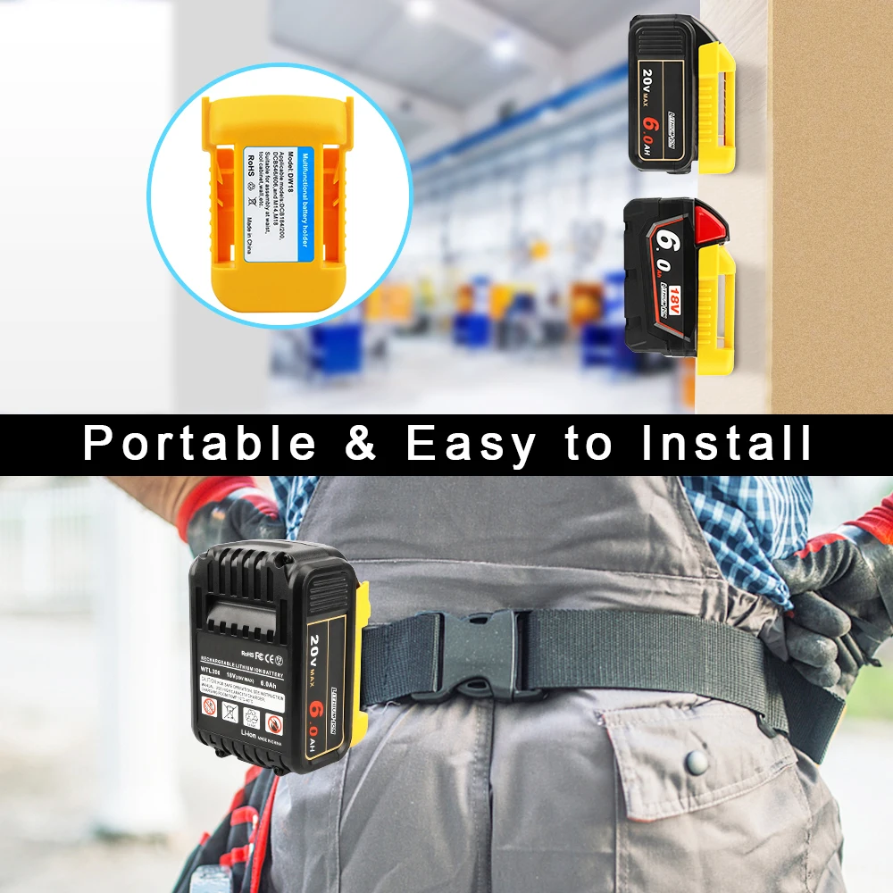 Waitley Battery Holder Compatible with Dewalt and For Milwaukee 18V Battery Storage Rack Holder Case for Fixing Devices
