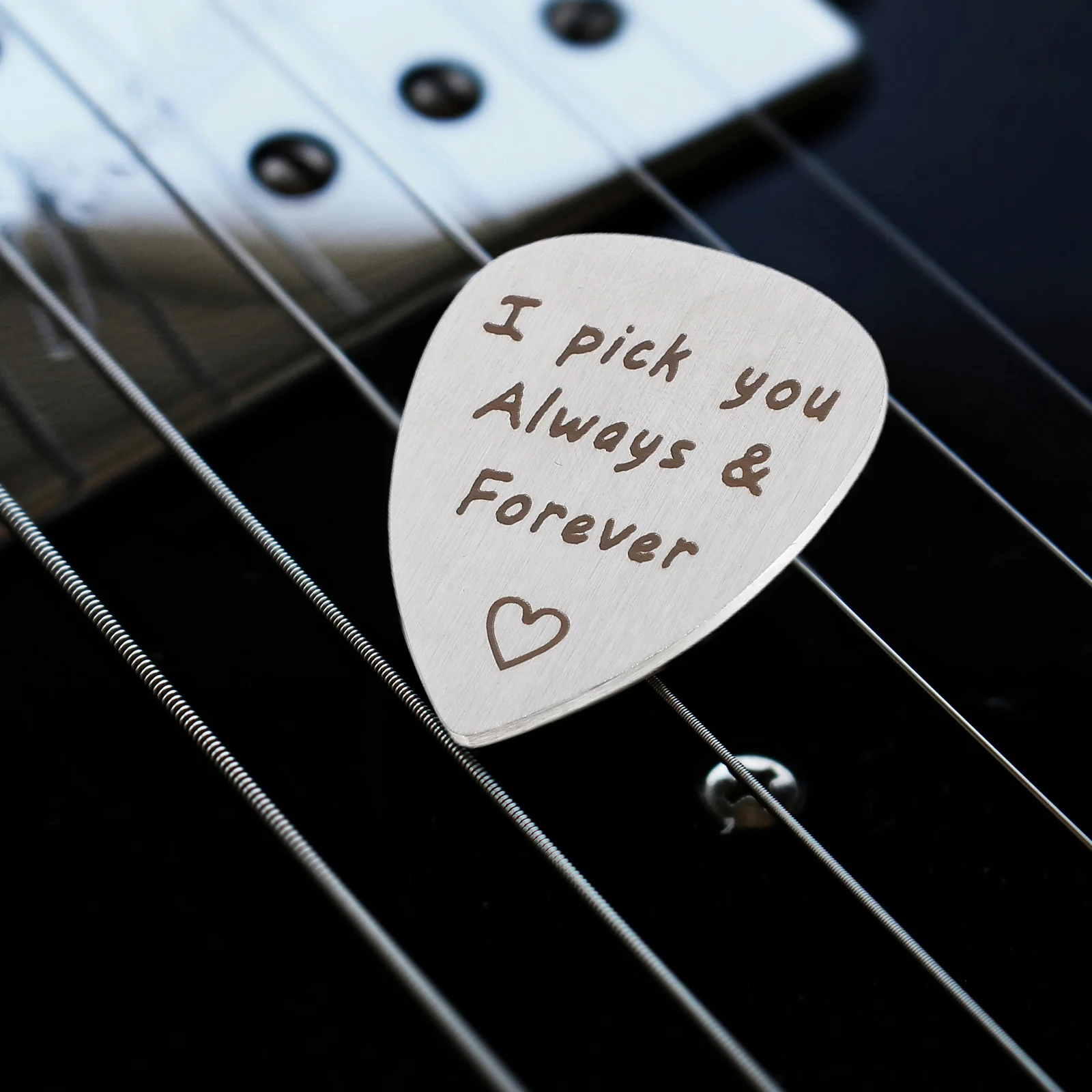 

Titanium Steel Carved Guitar Pick I Pick You Engraved High Quality Handmade Musical Accessory for Guitar and Bass