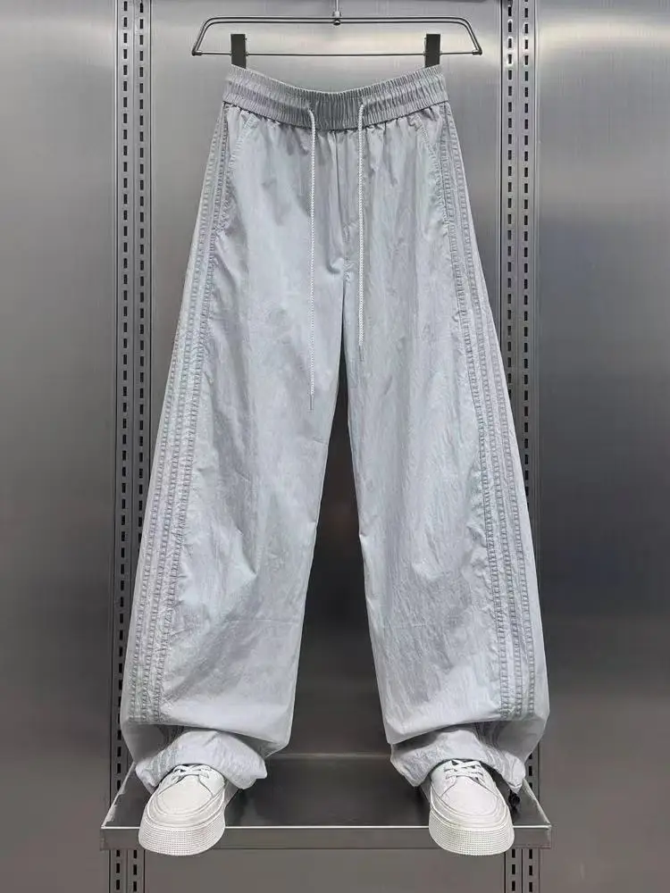 

Qui Dry Спортивные брюки на открытом воздухе Мужские повседневные прямые брюки свободного покроя в полоску Длинные брюки Модные брюки-ножи