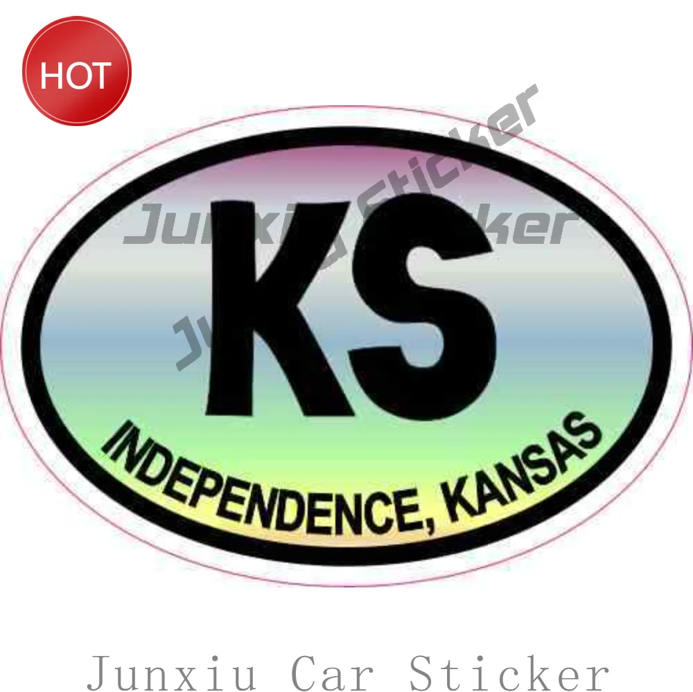 Colorful Oval KS Independence Kansas Vinyl Car Sticker Creative Decal For Rear Window Personal Style Vehicle Accessories