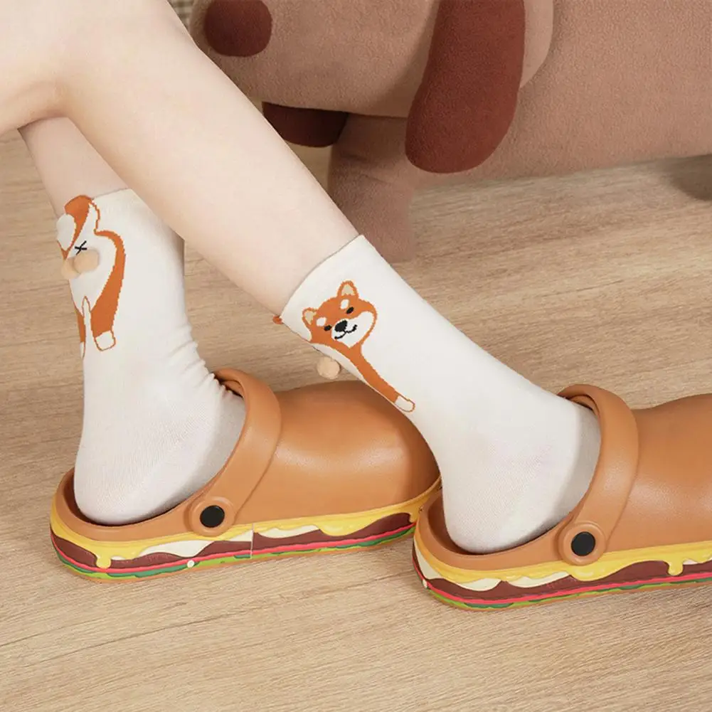 

Dog Lover Gift Idea Funny Novelty Dog Socks with 3d Fuzzy Balls for Women Cute Print Crew Cotton Socks Gift for Dog Lovers Girls