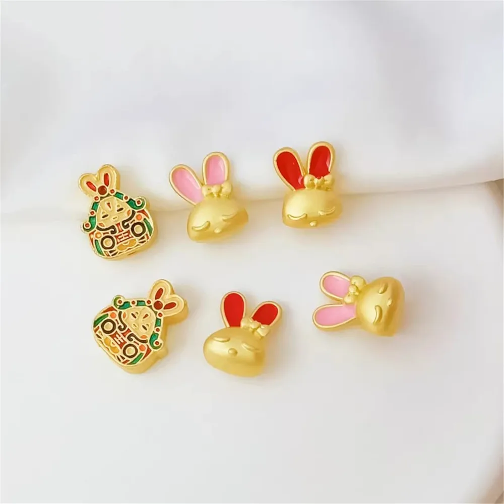 Золотой-масляный-кролик-в-древнем-стиле-бог-через-отверстие-браслет-ручной-работы-ожерелье-бусины-разделители-бусины-прокладки-свободные-бусины