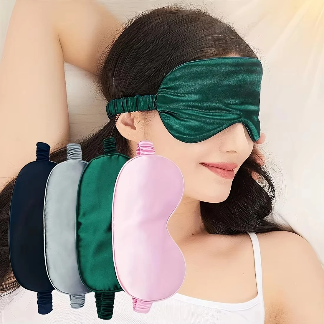 Double Sided Silk Like Sleep Eye Mask Double-Sided Cool Blackout Eye Masks Wide And Elastic Cloth For Easy Wearing, Holiday Gift