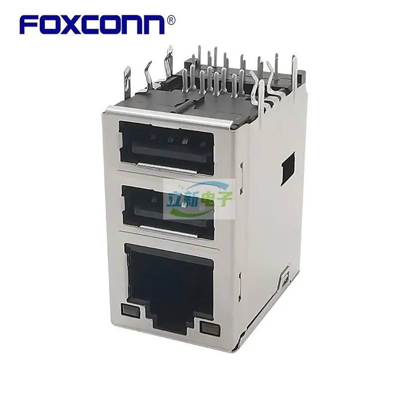 Foxconn JFM38U1B-F2VK-4F Double Deck USB2.0+RJ45 Two-color lamp gigabit filter