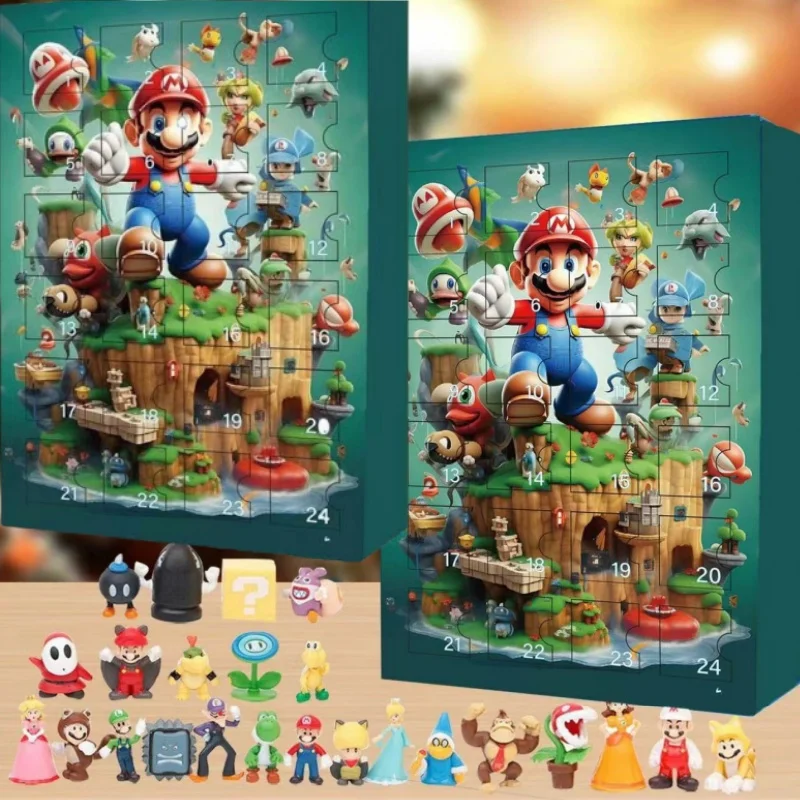 2024 New Mario 24 DayChristmas Advent Calendar Cartoon Random Anime Figure Kid Toy Christmas Kid blind box Gift