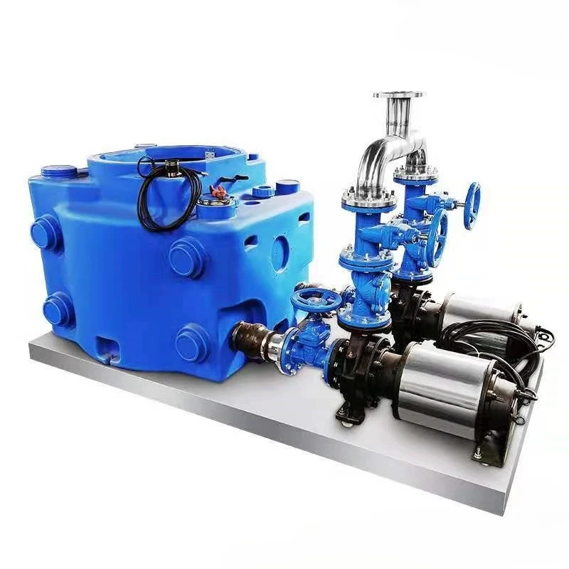 External horizontal large flow and high lift integrated sewage lifting device, basement sewage lifting device