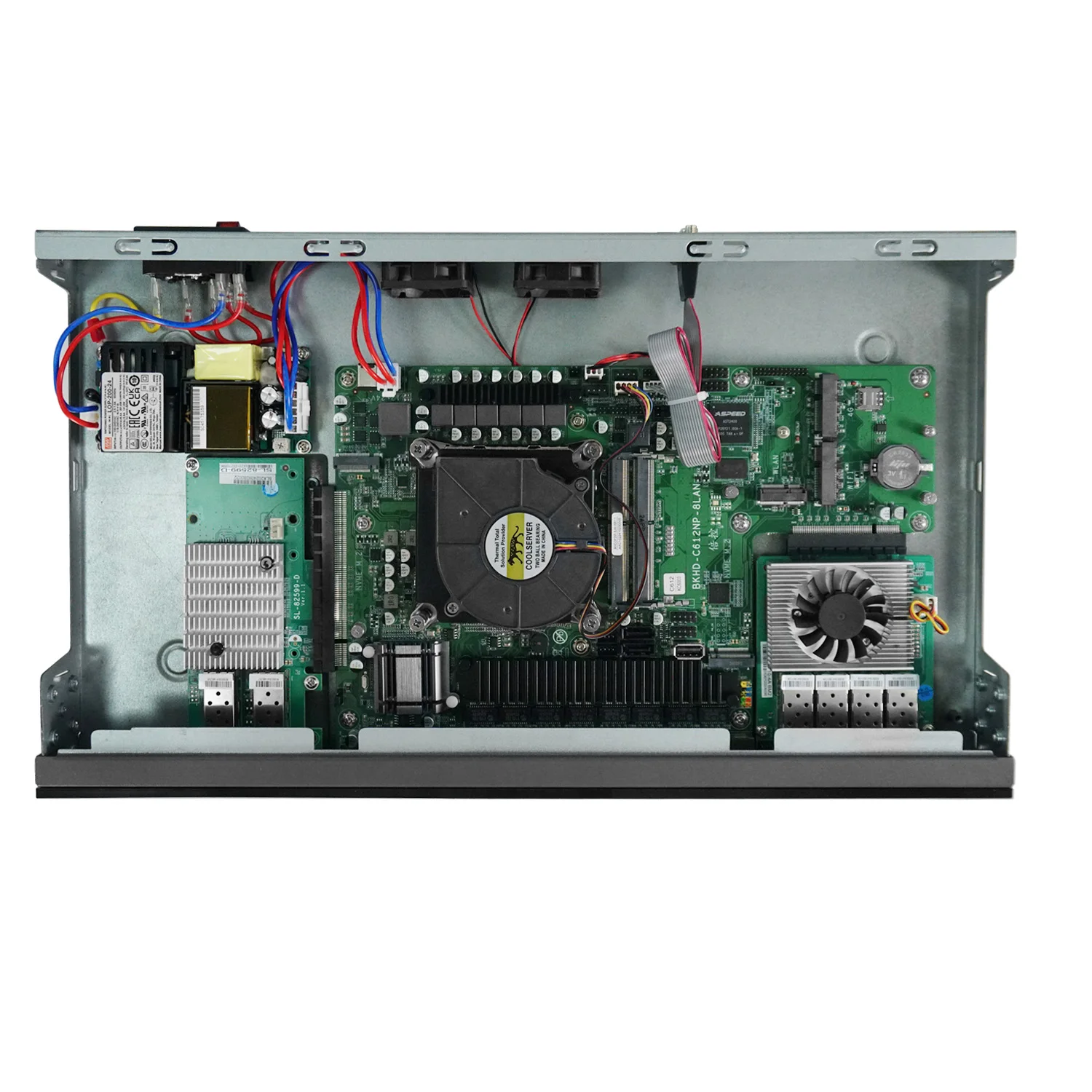 Partaker 19 بوصة 1U خادم جدار الحماية LGA2011 Intel C612 Xeon E5-2650 V4 8*2.5G Lan 2-4 10G SFP Network Appliance VPN OPNsense