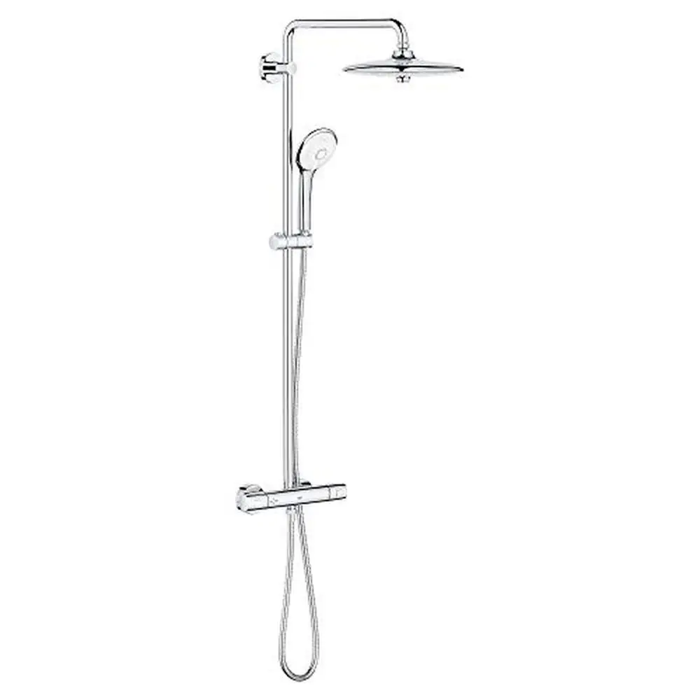 CoolTouch Thermostatic Shower System Euphoria 260 Starlight Chrome Jet Rain Massage SmartRain Metal Hose