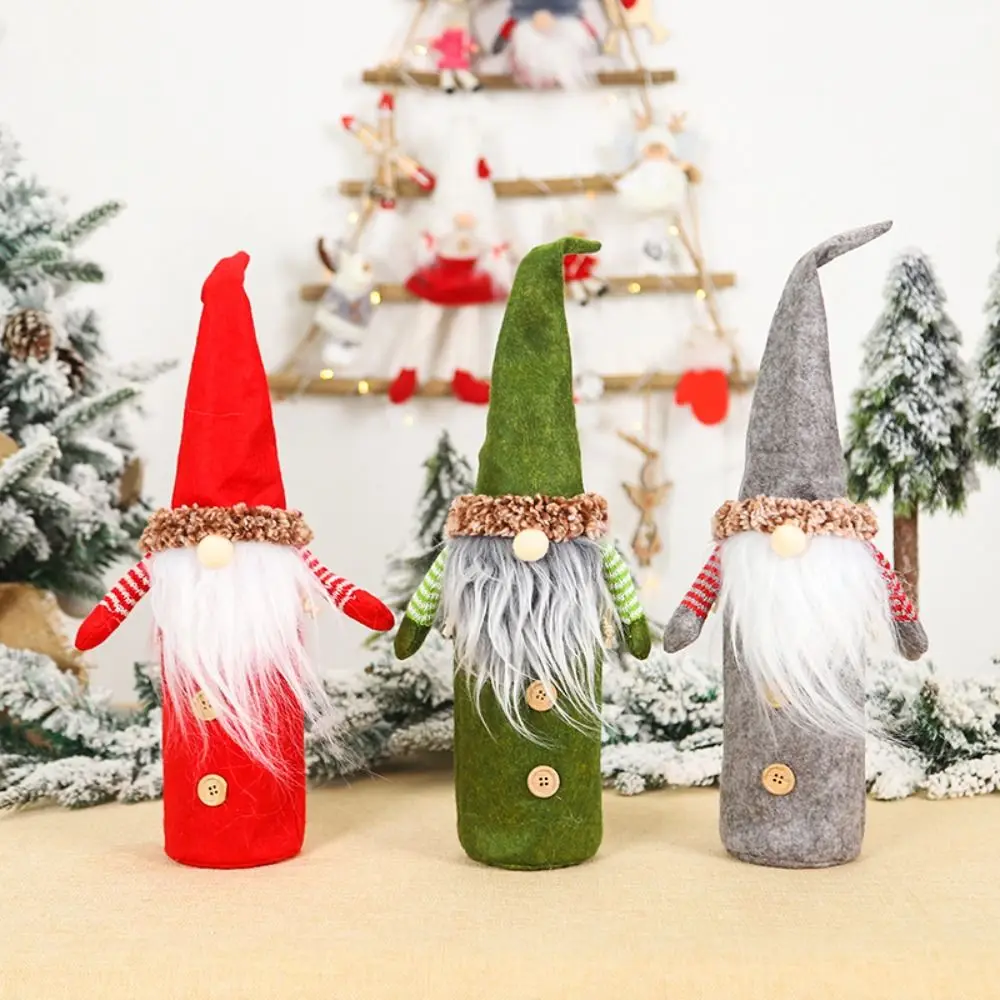 Faceless Elderly Faceless Doll Wine Cap Reusable Exquisite Christmas Wine Bottle Cover Non-woven Santa Wine Bottle Bag