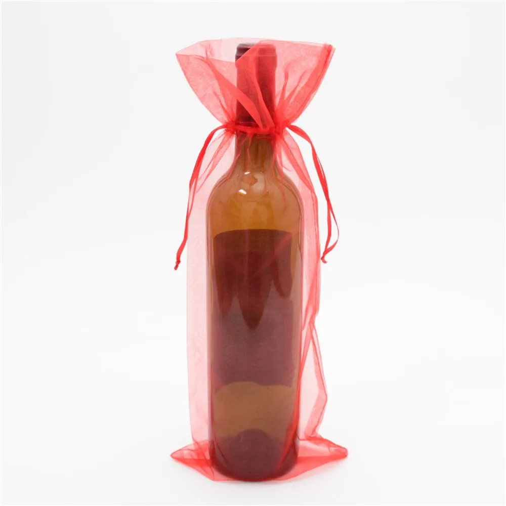 10pcs Premium Drawstring Closure Wine Bottle Bags Versatile Mesh Drawstring Gift Bags DIY Organza Gift Bags Party