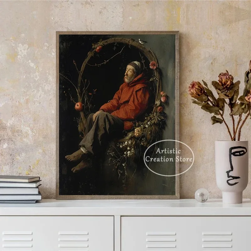 أعمال فنية سريالية من هيرونيموس بوش ، قماش شهير ، نهضة جدارية ، مستوحاة من السريالية ، غرفة المعيشة ، ديكور المنزل ، هدية