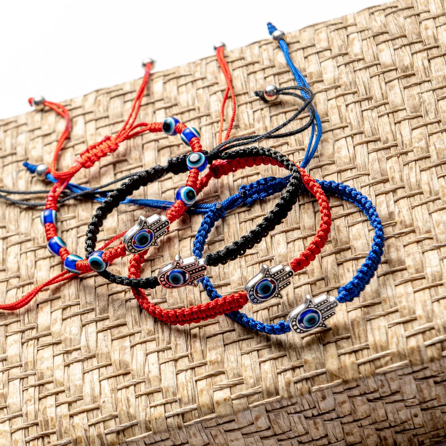 1pc hand geflochtene rot blaue Fadens chnur Seil Armbänder für Frauen Männer böse Augen Glücks wunsch verstellbare Armbänder Paar Armreifen – Detail 2