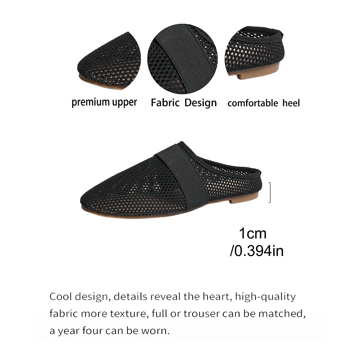 Summer Outward Wear Mesh Breathable Wrapped Head Semi-drag Women's New One-foot Slip-on Lazy Soft-soled lightweight Flat Shoes