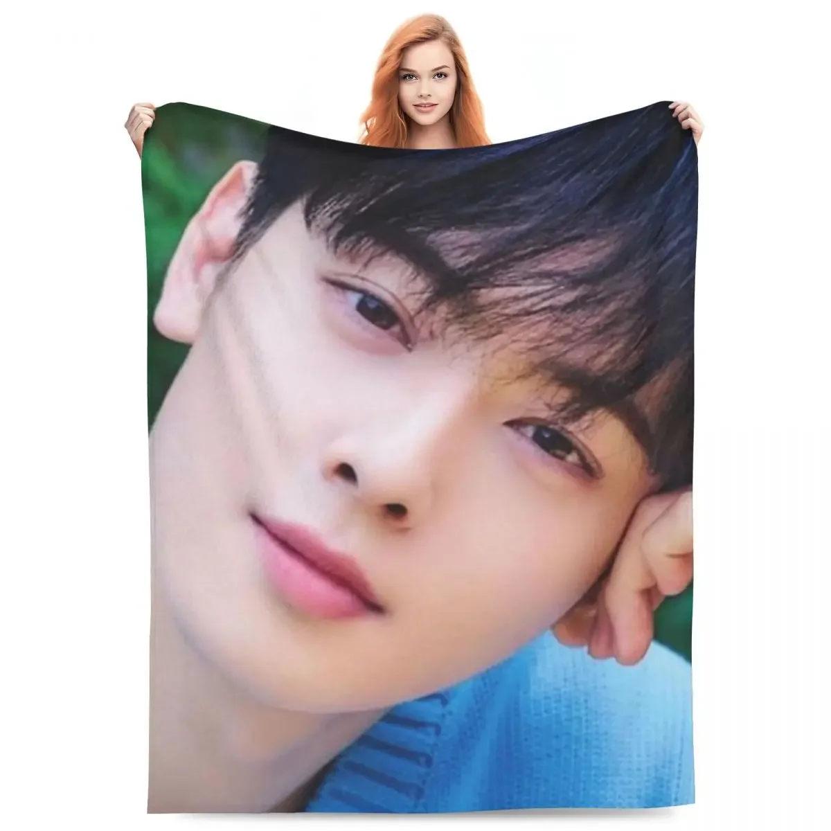 CHA EUN WOO Kpop ASTRO Fan Gift Accessories Blankets Ultra-Soft Flannel Throw Blankets Cozy Plush Thin Quilt